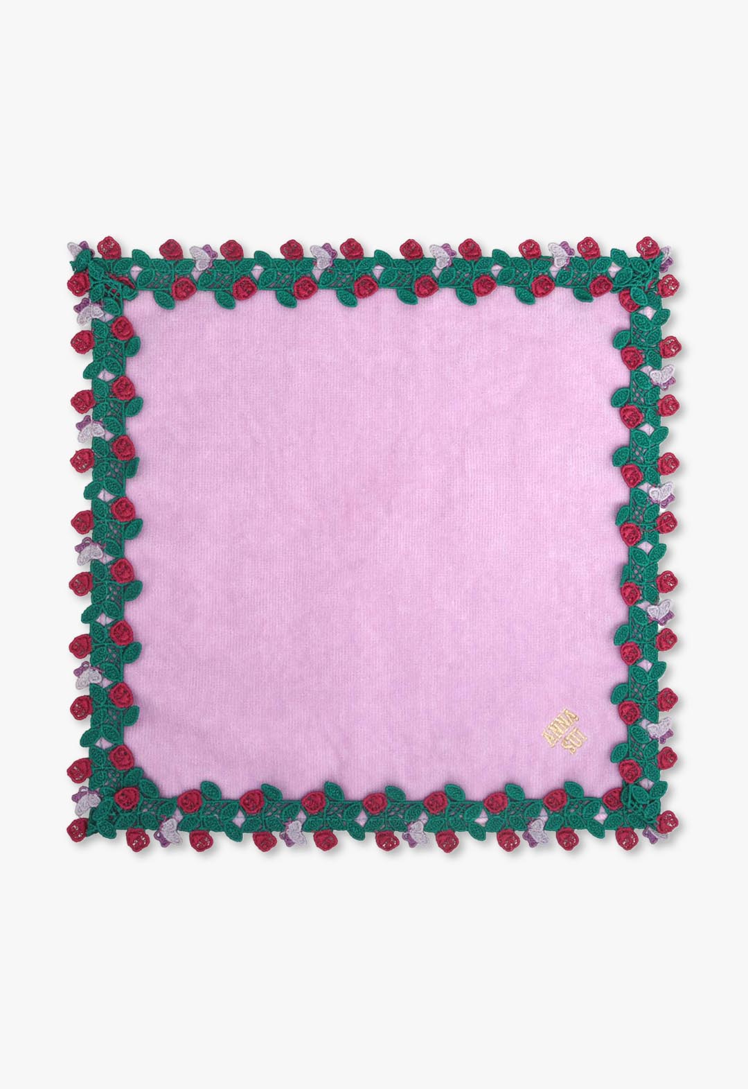 ラウンドレースタオル(ローズ柄)