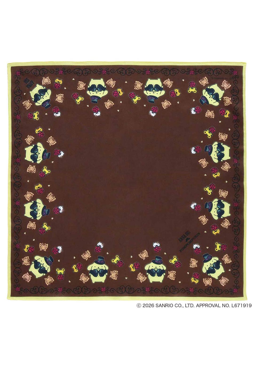 Anna Sui x Pompompurin 印花手帕(棕色)