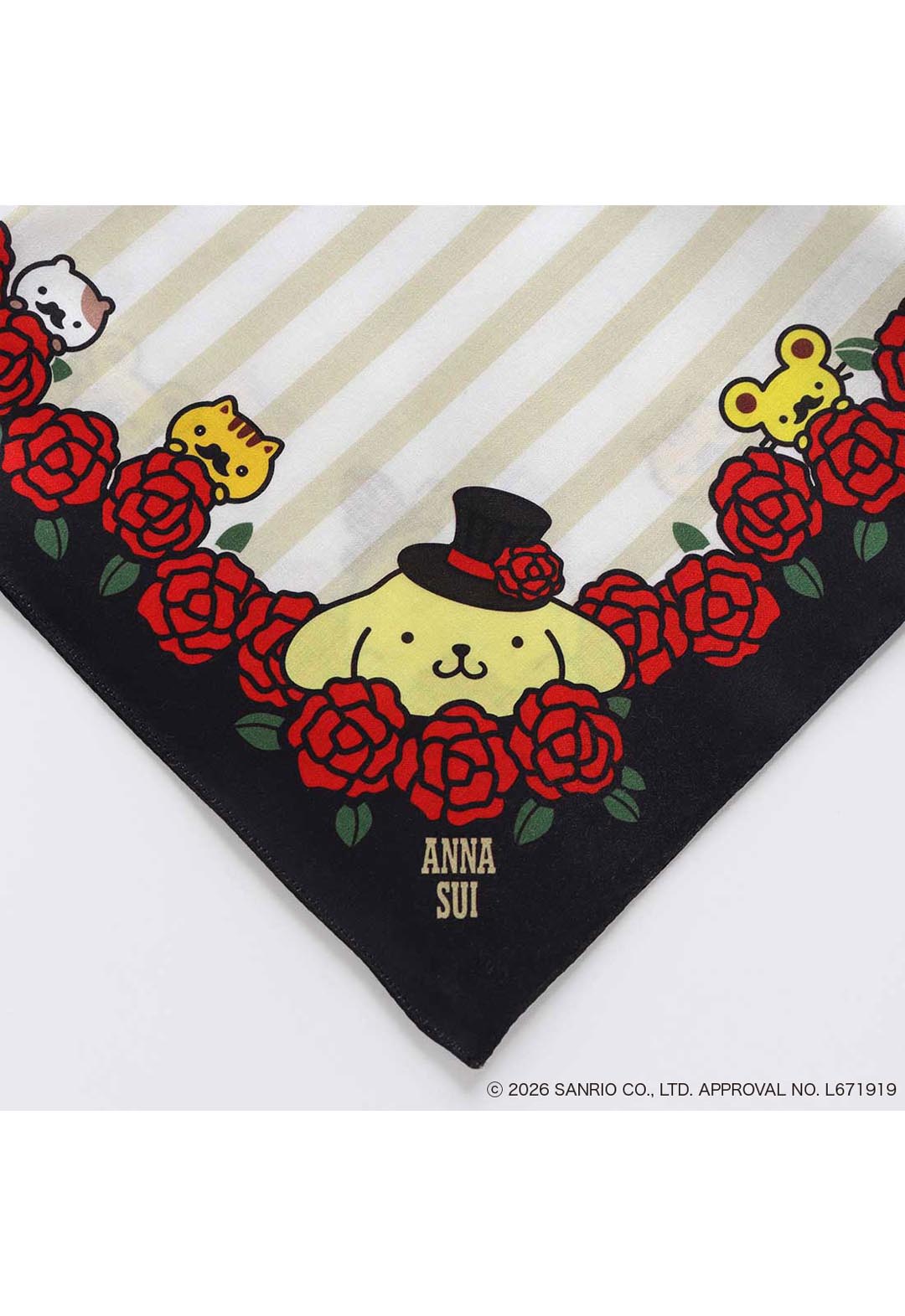 Anna Sui x Pompompurin Printed Handkerchief - Rose Red