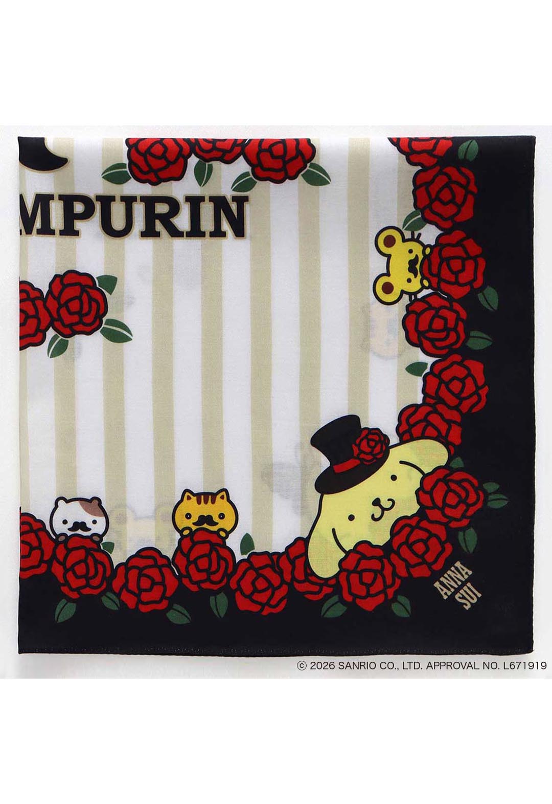 Anna Sui x Pompompurin Printed Handkerchief - Rose Red