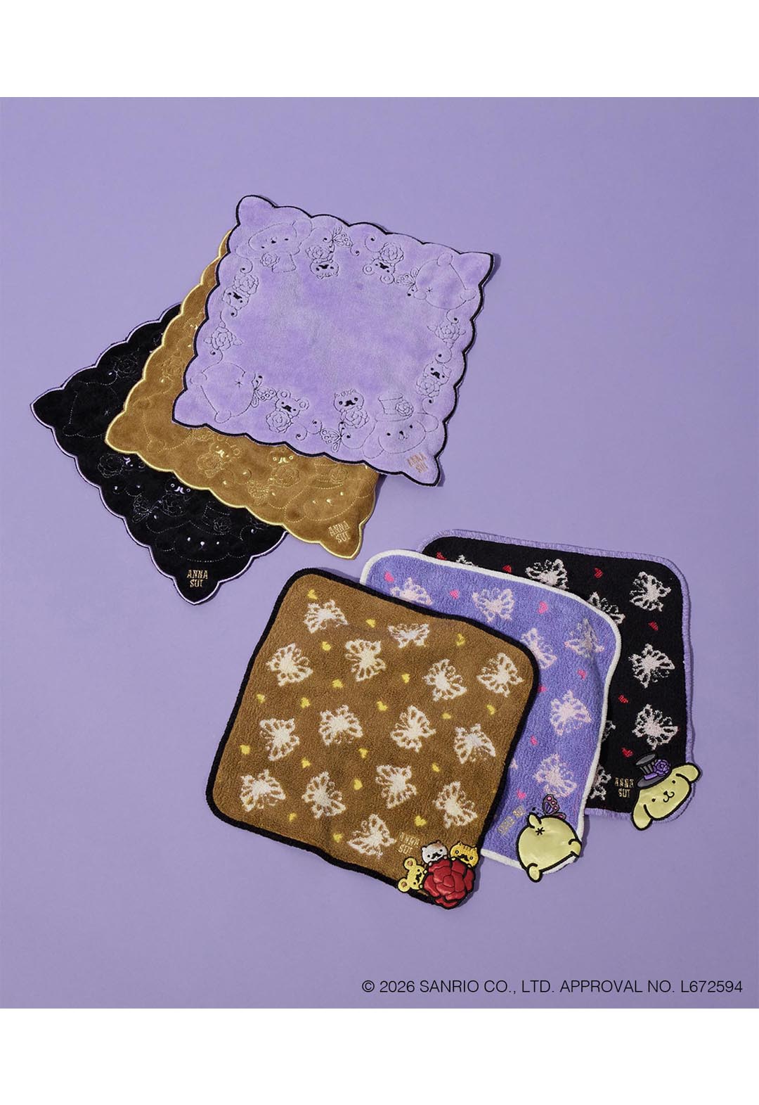 Anna Sui x Pompompurin 刺绣毛巾手帕