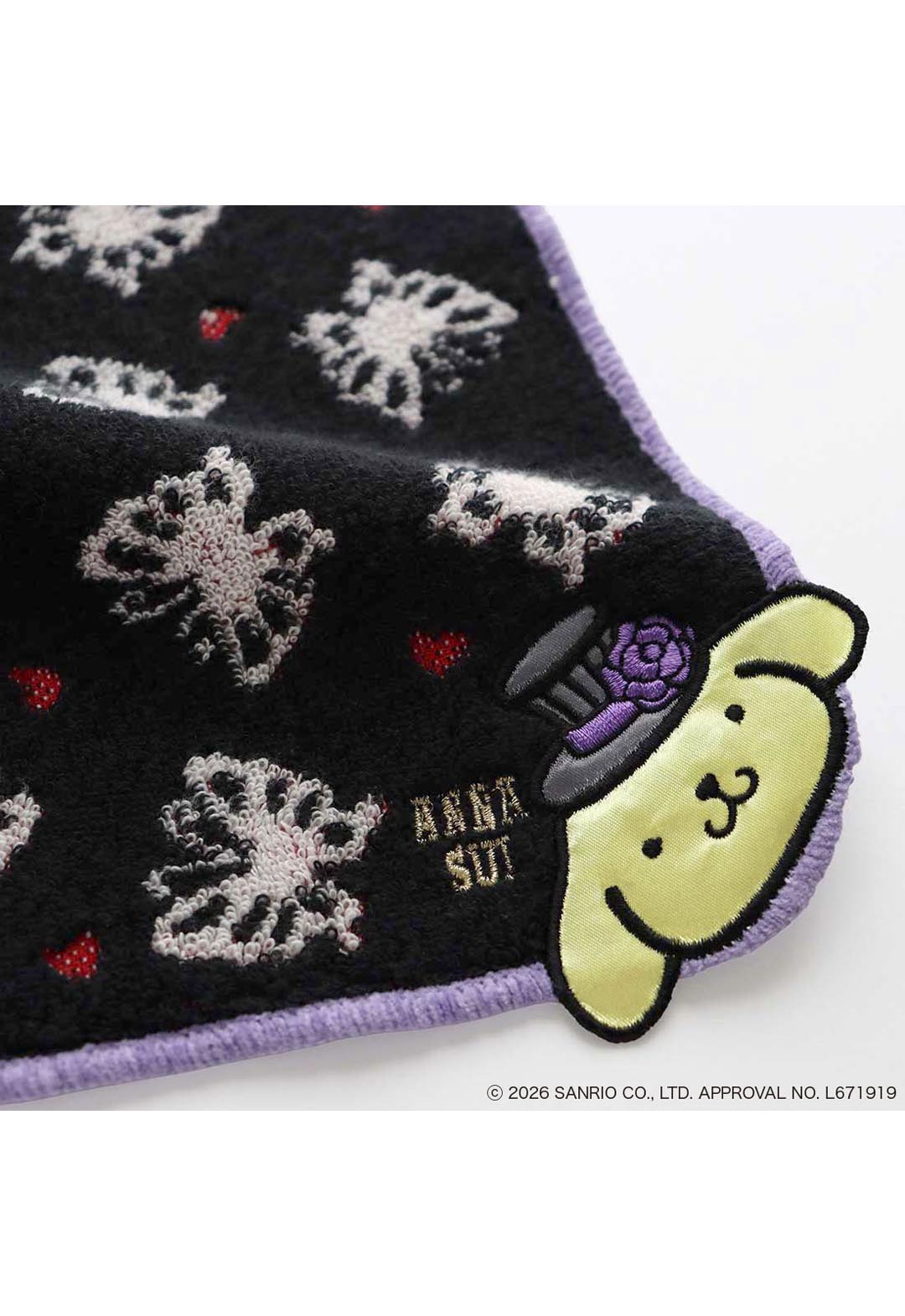 Anna Sui x Pompompurin 联名款毛巾手帕 - 蝴蝶图案 - 黑色