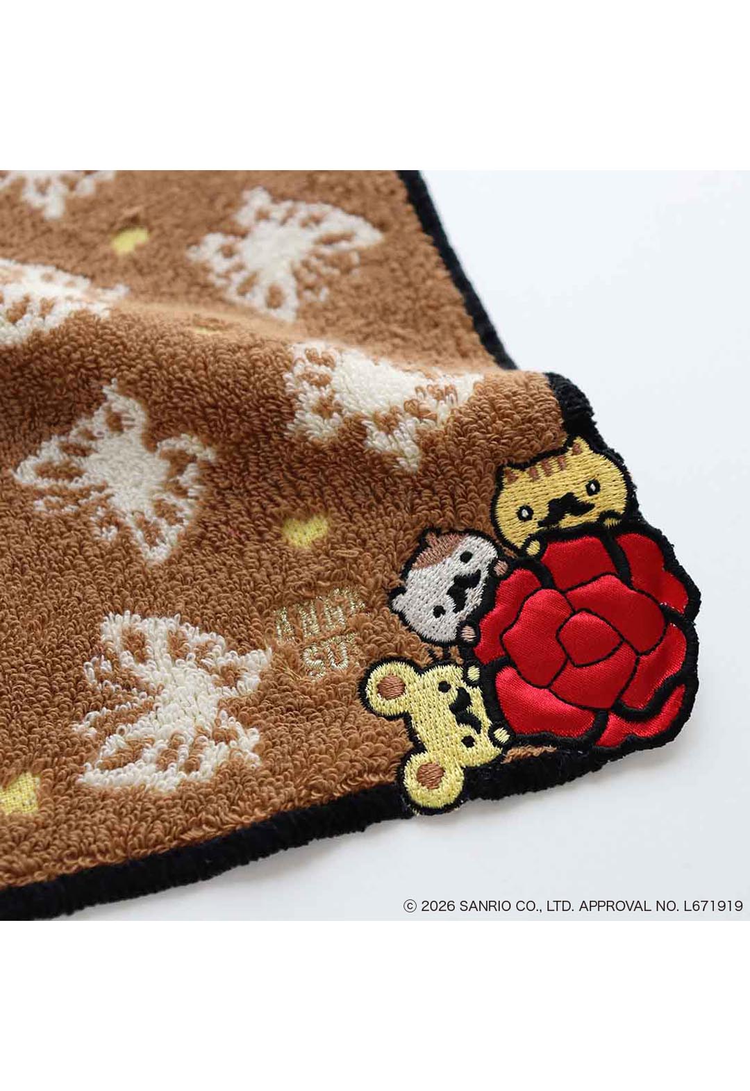 Anna Sui x Pompompurin 联名款毛巾手帕 - 蝴蝶图案 - 棕色