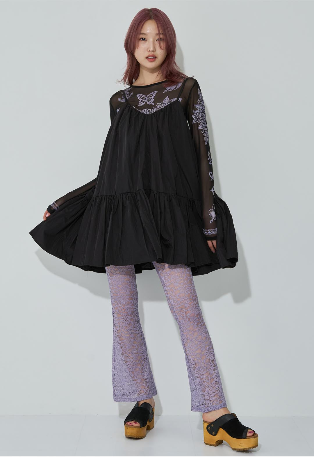 Gathered flare camisole dress