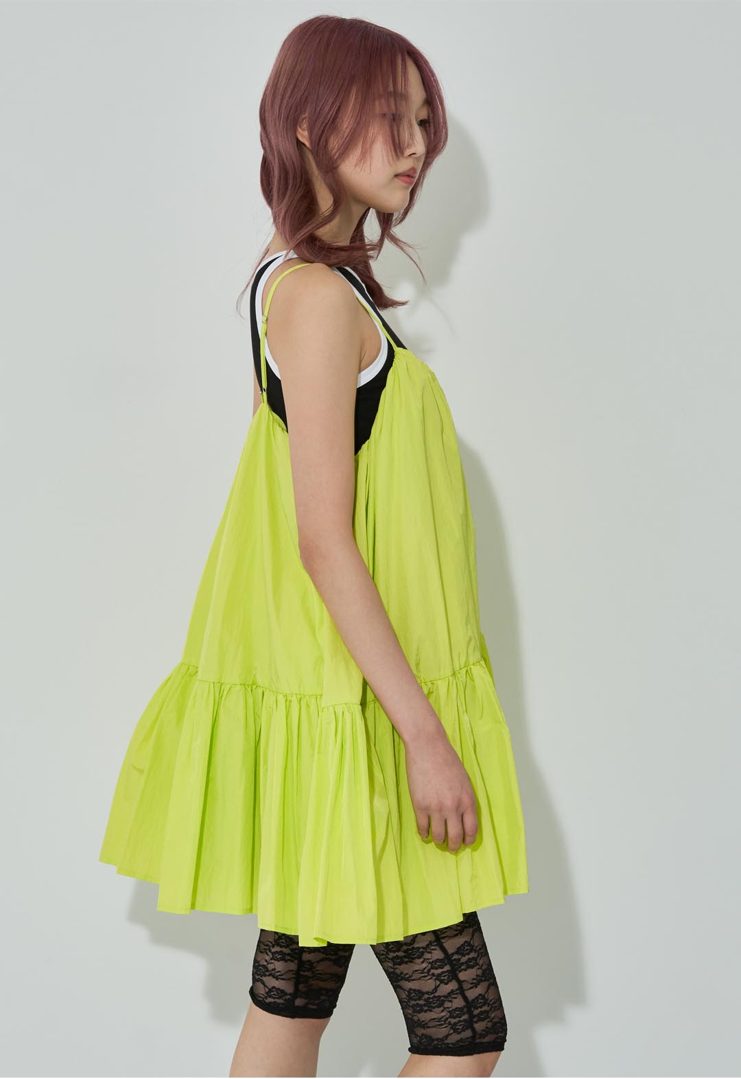Gathered flare camisole dress