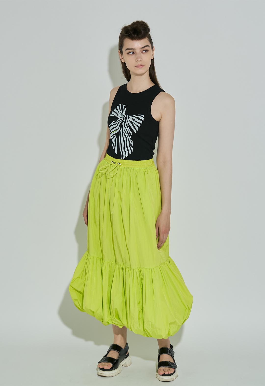 Balloon flare long skirt