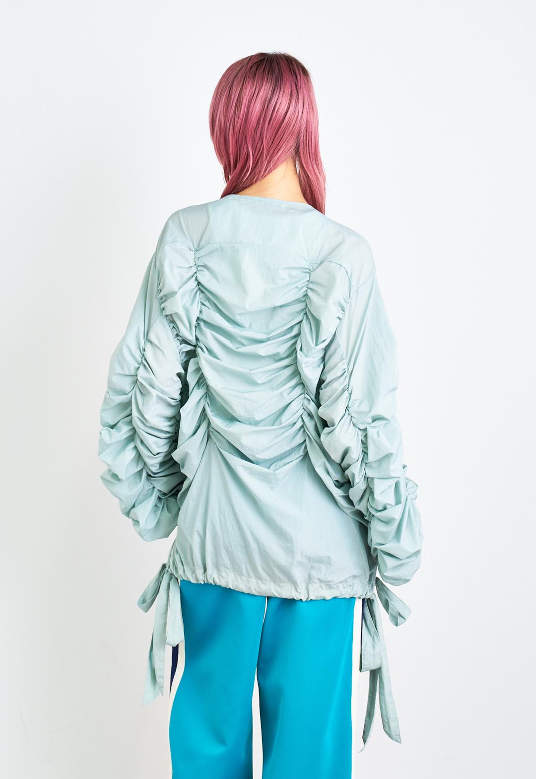 Shirred double zip blouson