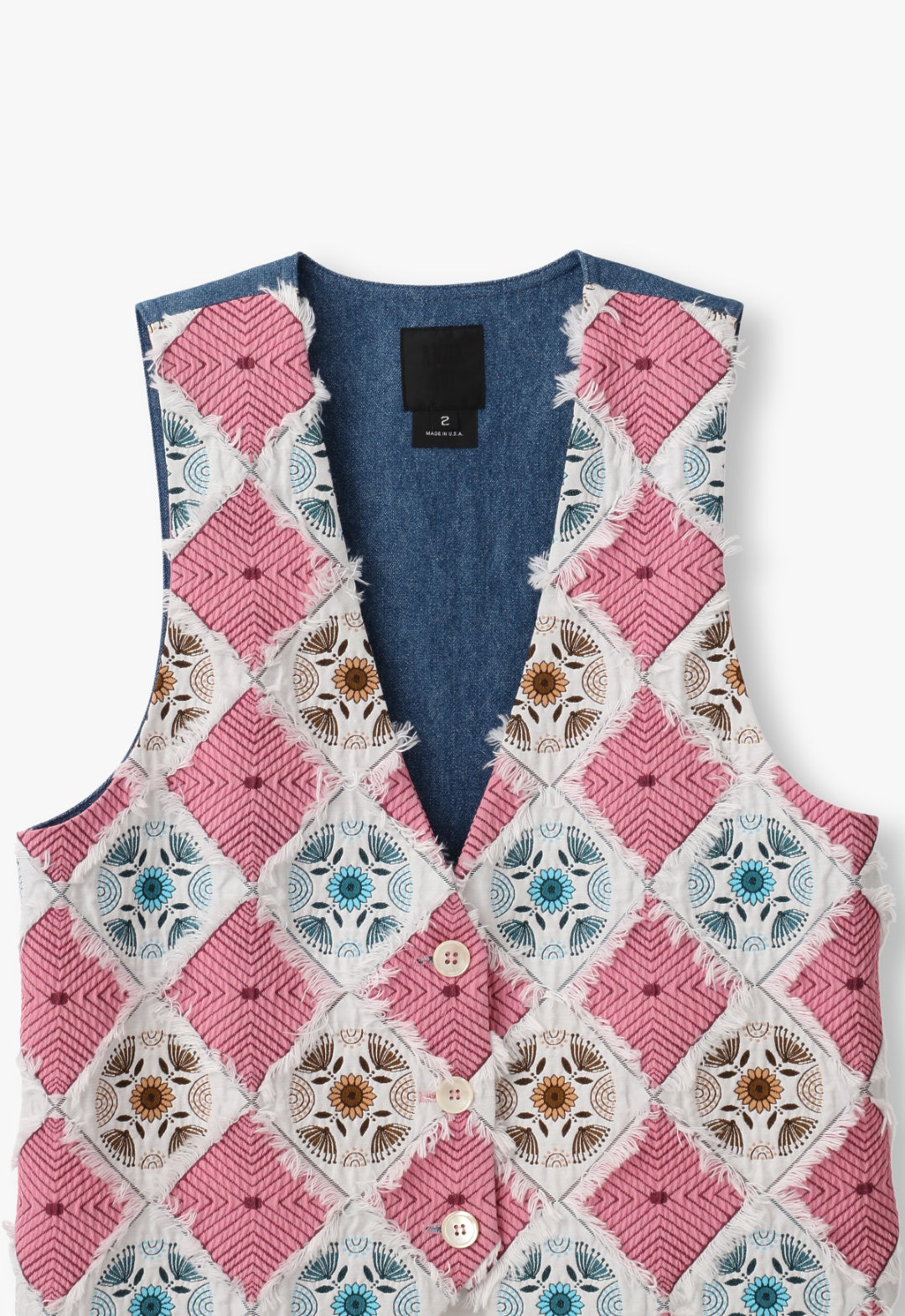 PATCHWORK QUILT AND DENIM VEST