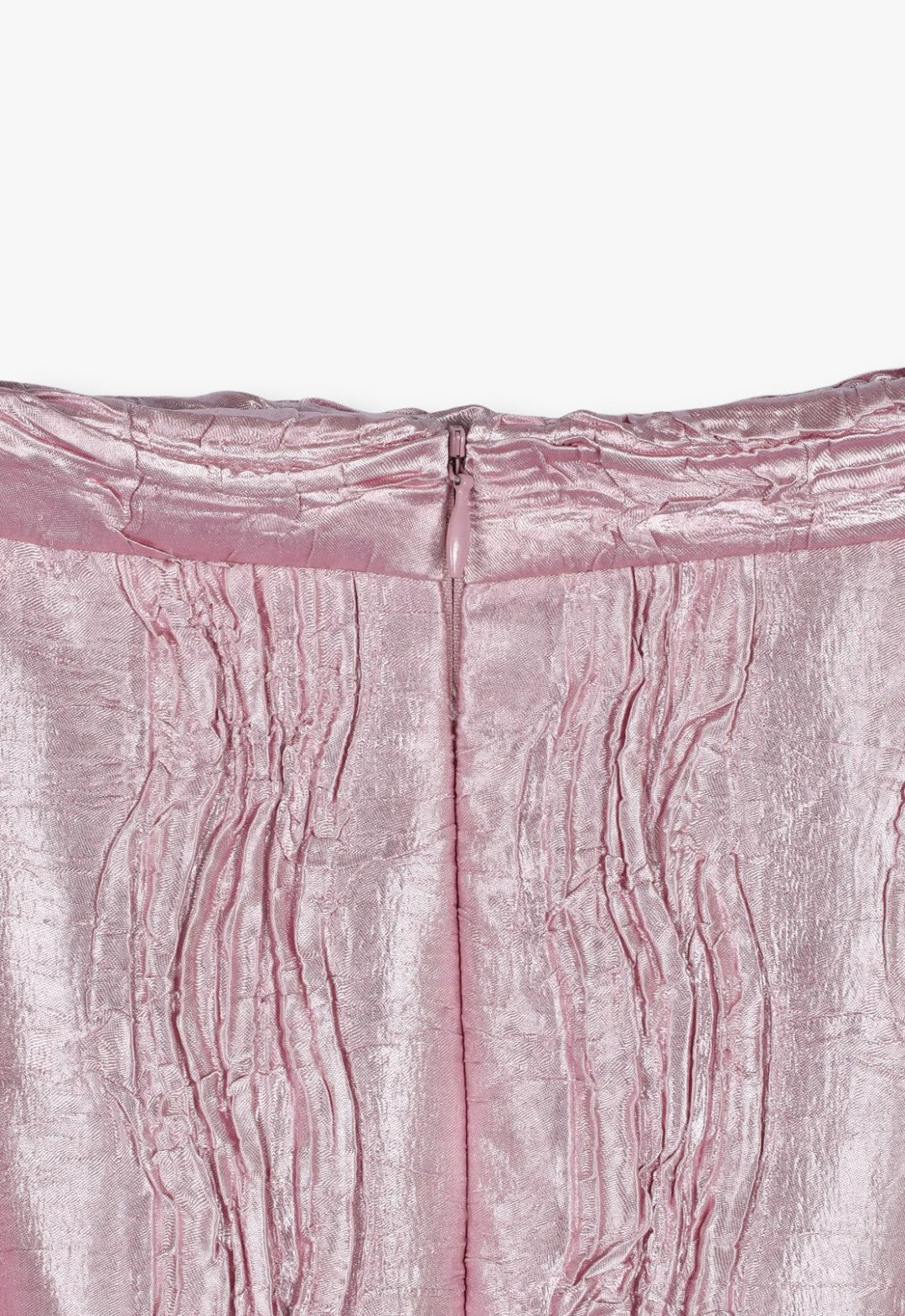 褶皺緞面荷葉邊中長裙