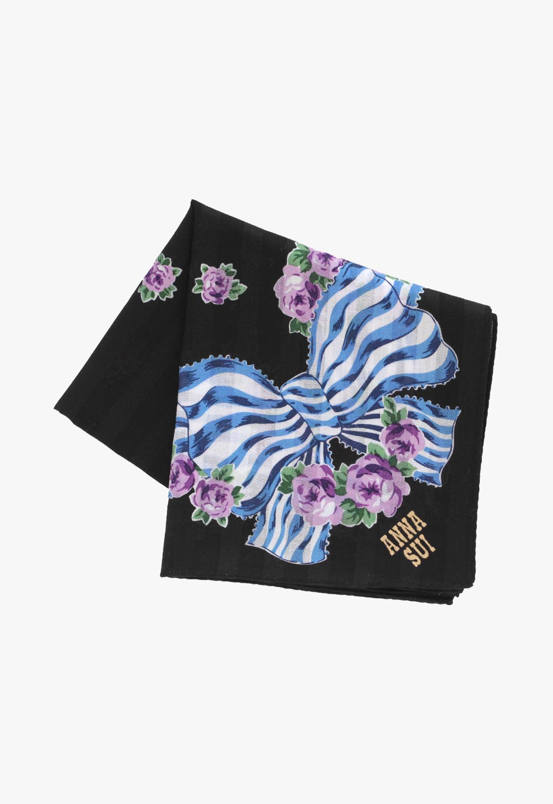 リボンローズ柄プリントハンカチ