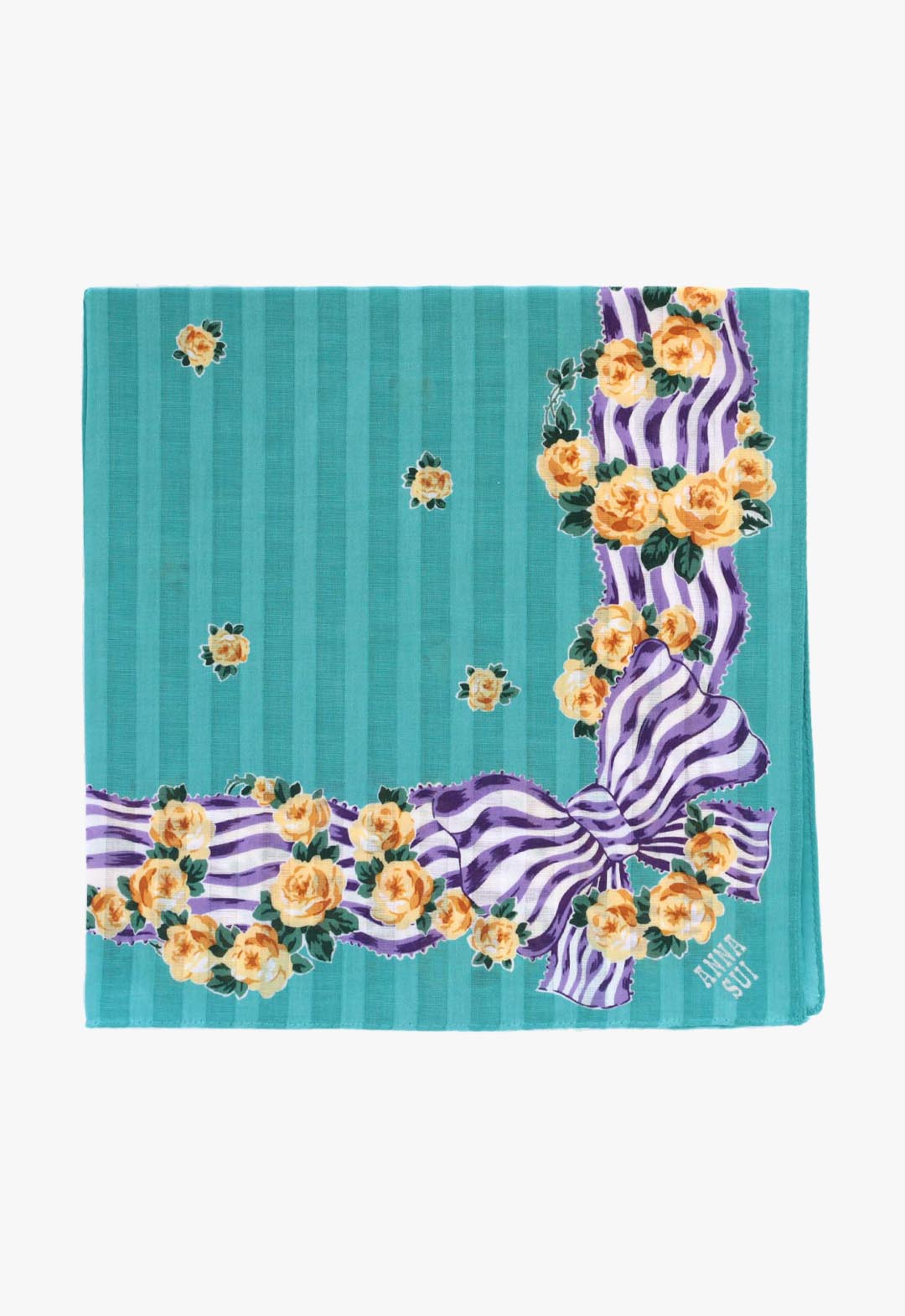 リボンローズ柄プリントハンカチ