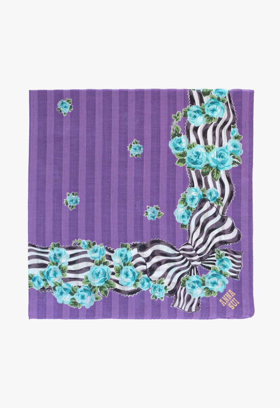 リボンローズ柄プリントハンカチ