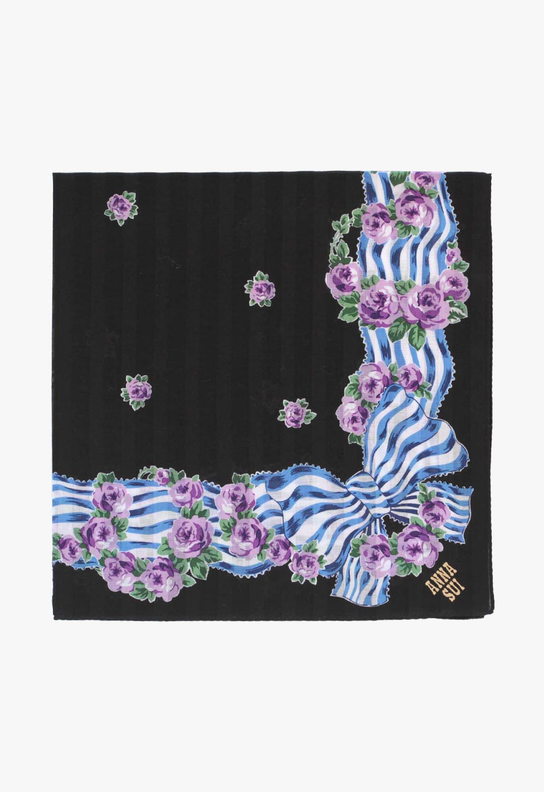 リボンローズ柄プリントハンカチ