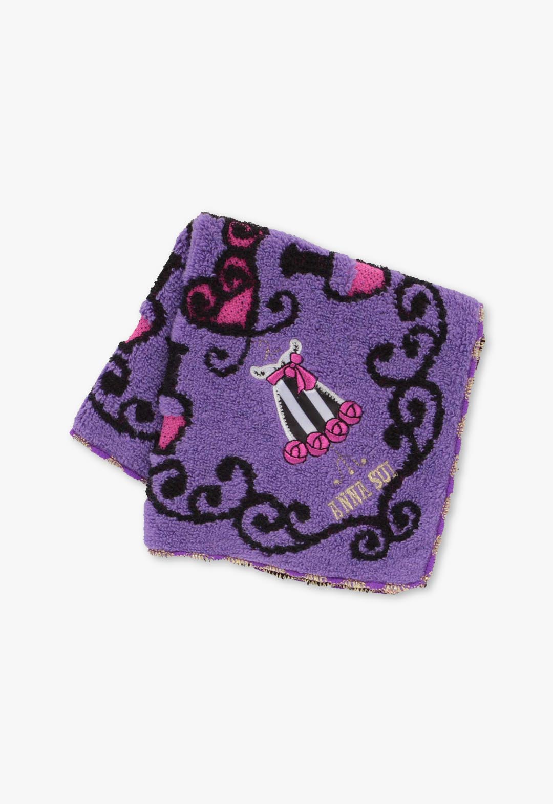 Striped Rose Applique Towel Handkerchief