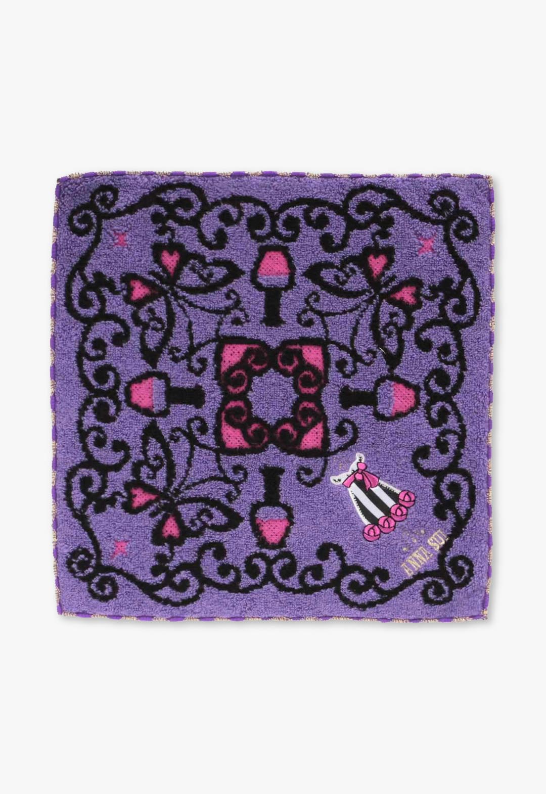 Striped Rose Applique Towel Handkerchief