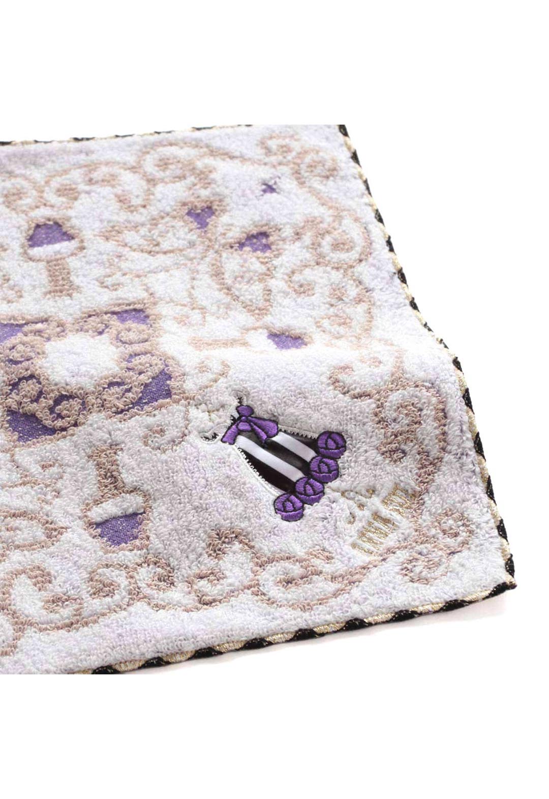 Striped Rose Applique Towel Handkerchief