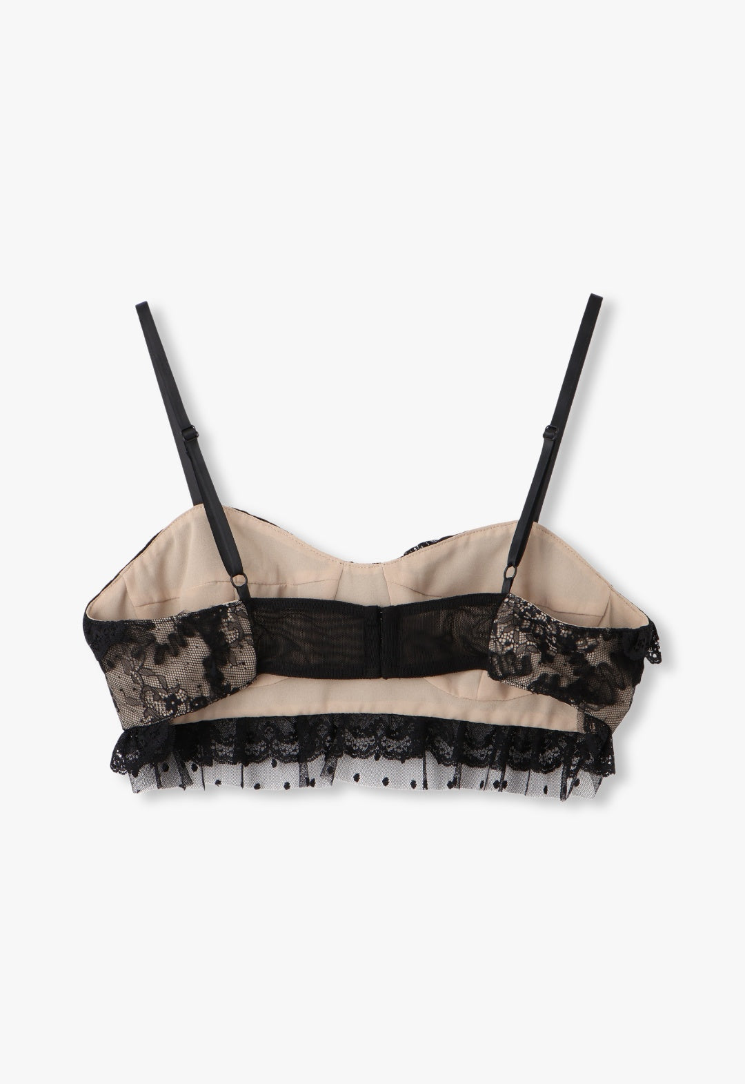 BLACK LACE COMBO RUFFLE BRALETTE