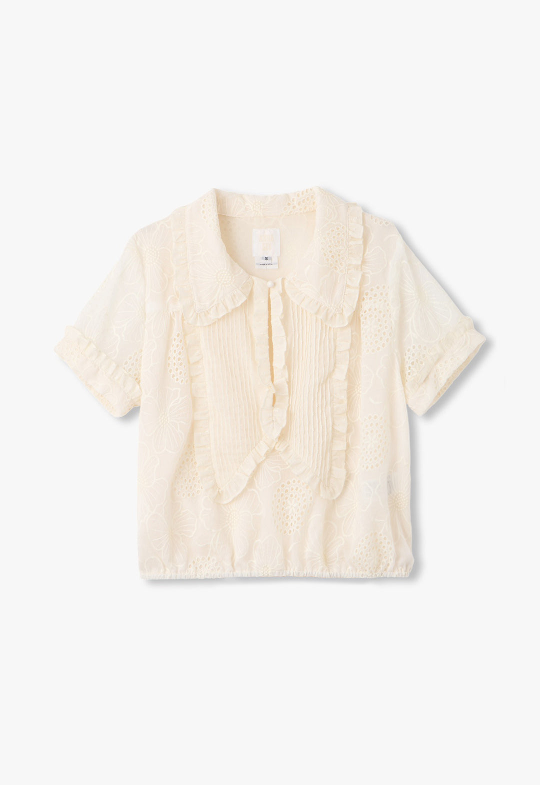 POPPY EMBROIDERED CHIFFON COLLARED BLOUSE