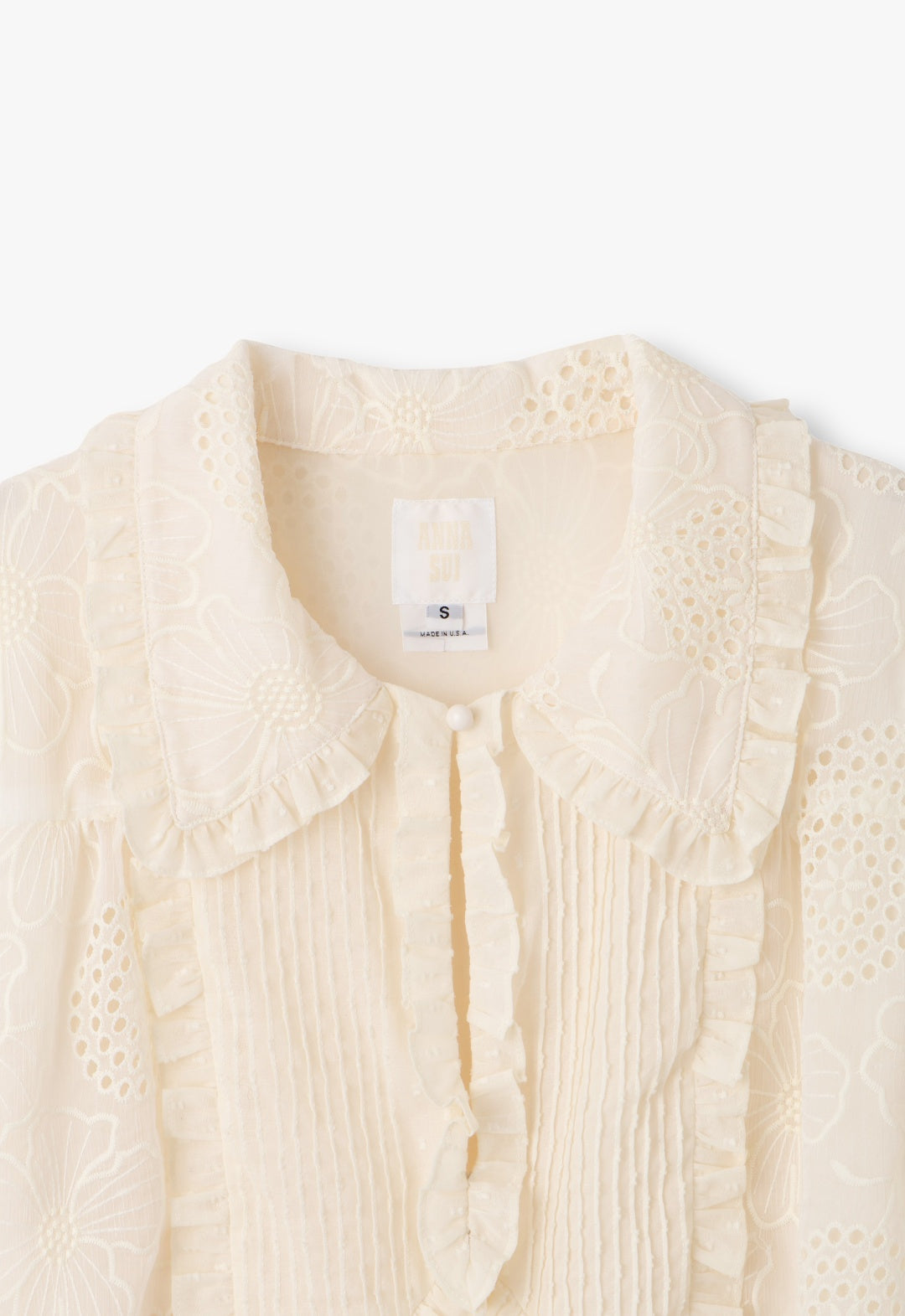 POPPY EMBROIDERED CHIFFON COLLARED BLOUSE
