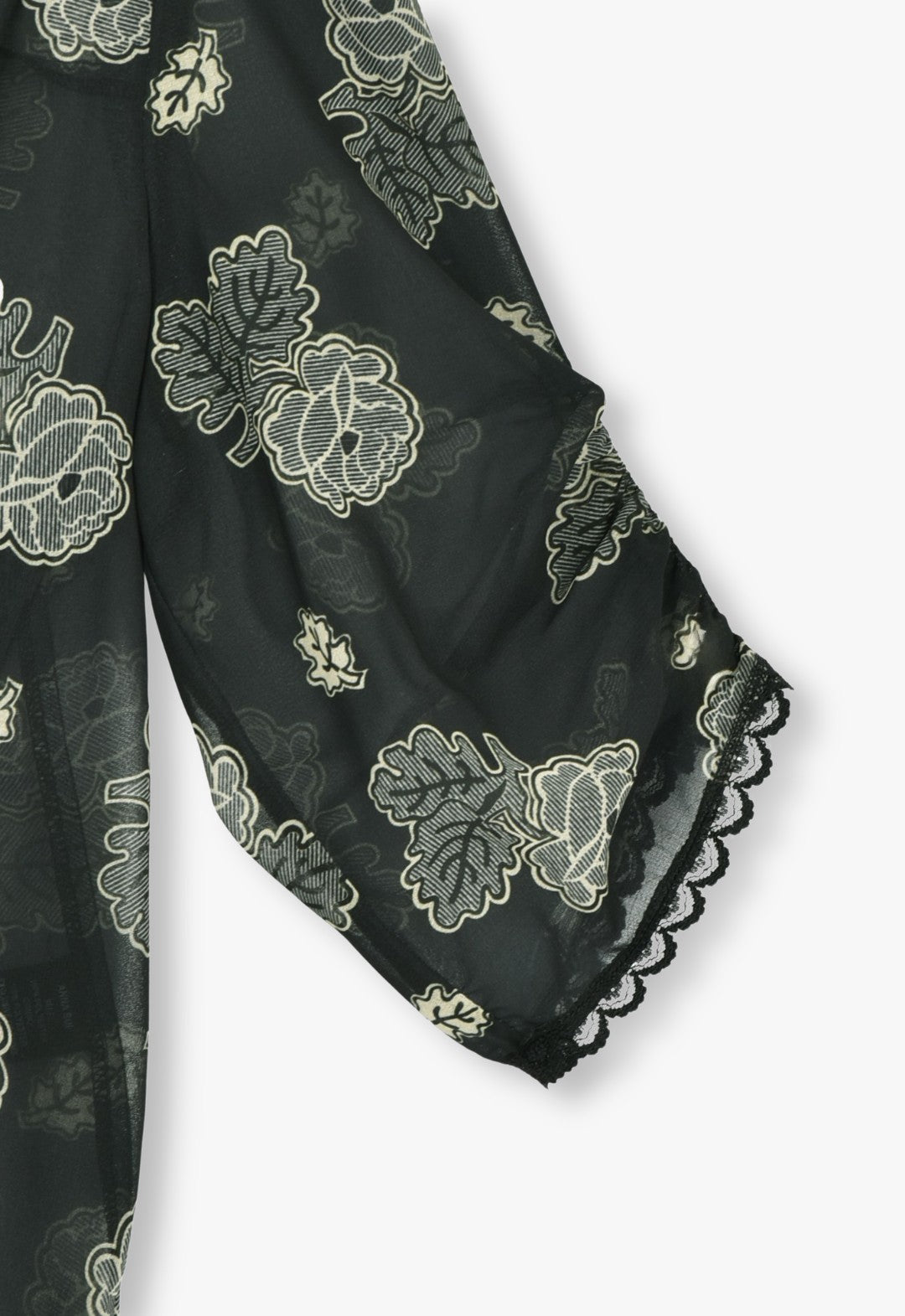 LILY OF THE VALLEY & SKETCHED ROSES CHIFFON COMBO ROSE EMBROIDERED BED JACKET