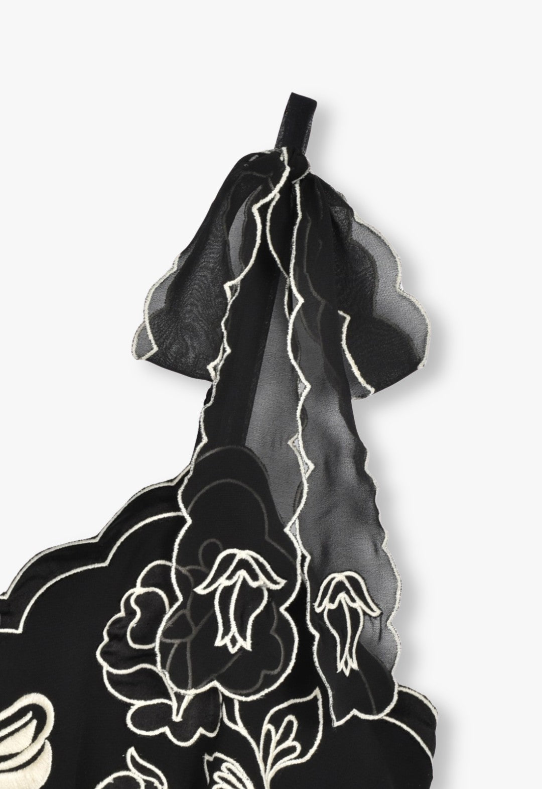 鈴蘭與素描玫瑰雪紡組合玫瑰刺繡吊帶裙