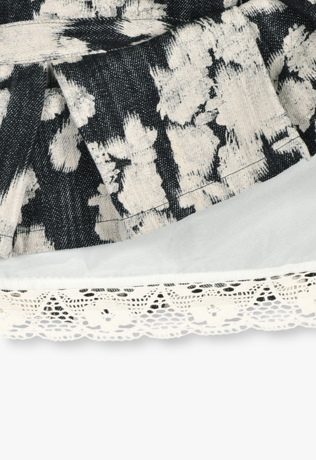 玫瑰幻彩牛仔蕾絲邊半身裙