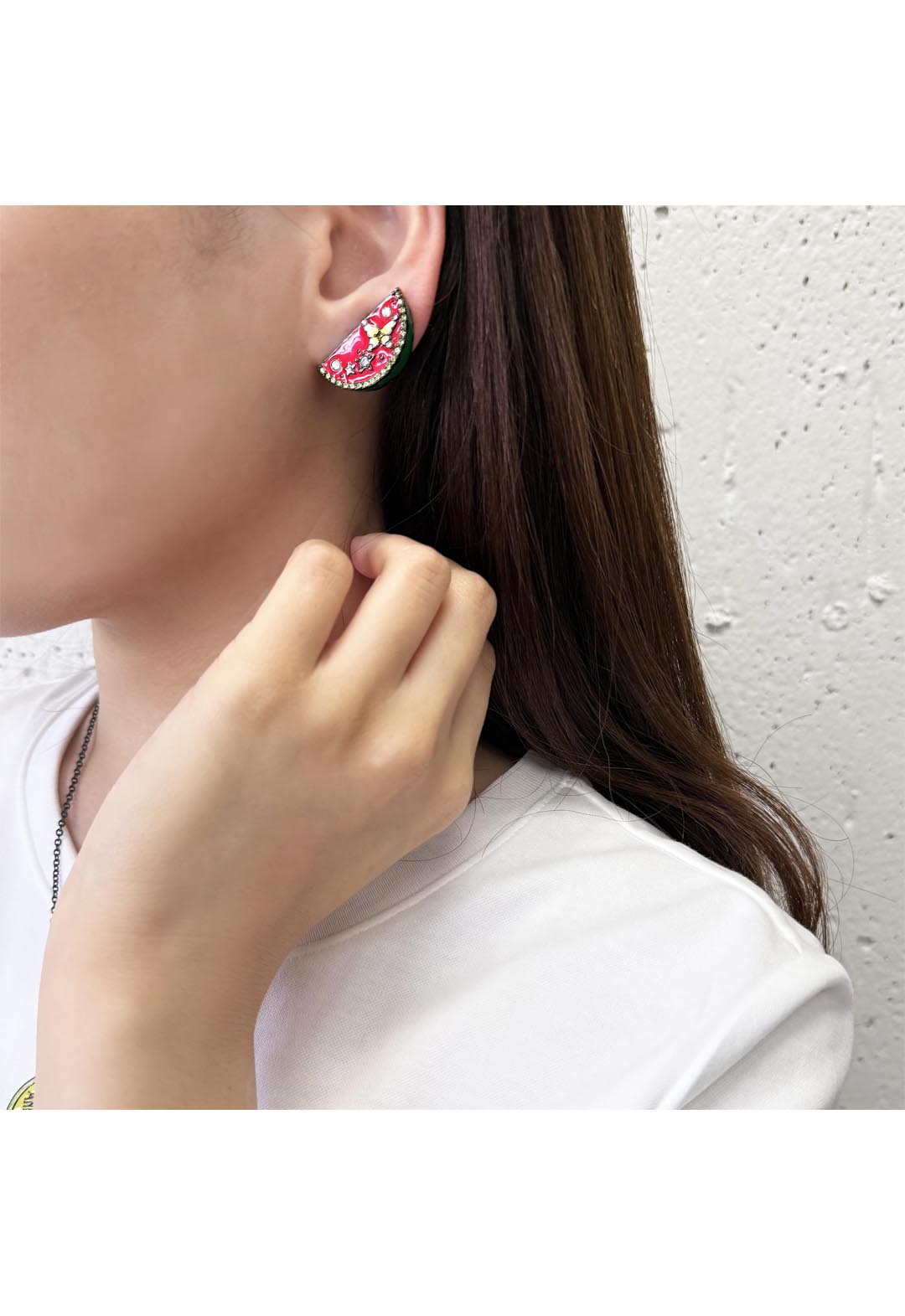 Watermelon motif earrings