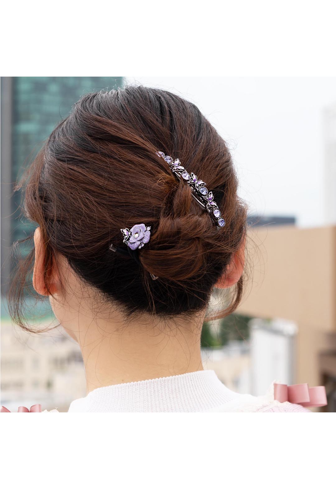Butterfly and rose motif hair tie