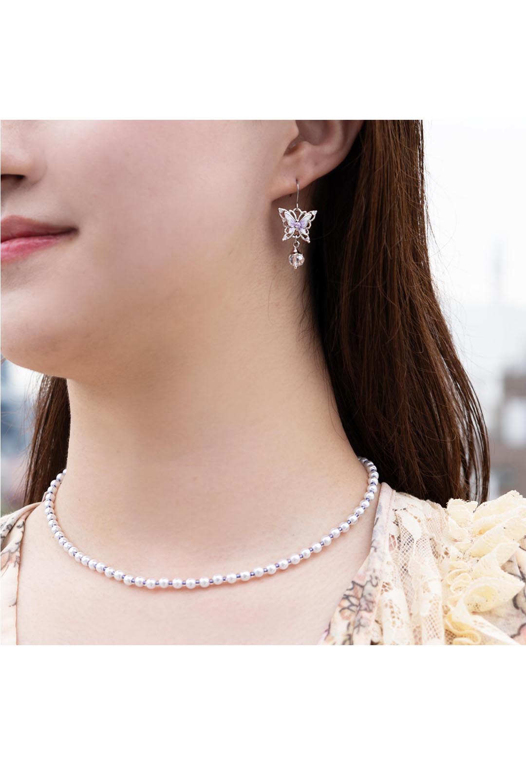 Butterfly Motif Pearl Necklace