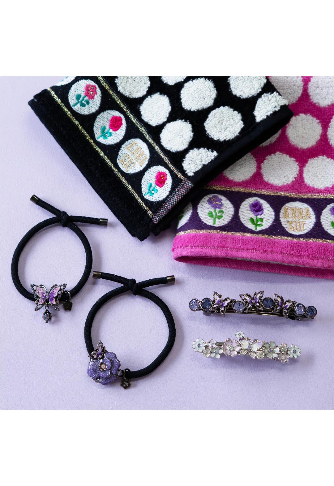 Butterfly and rose motif hair tie