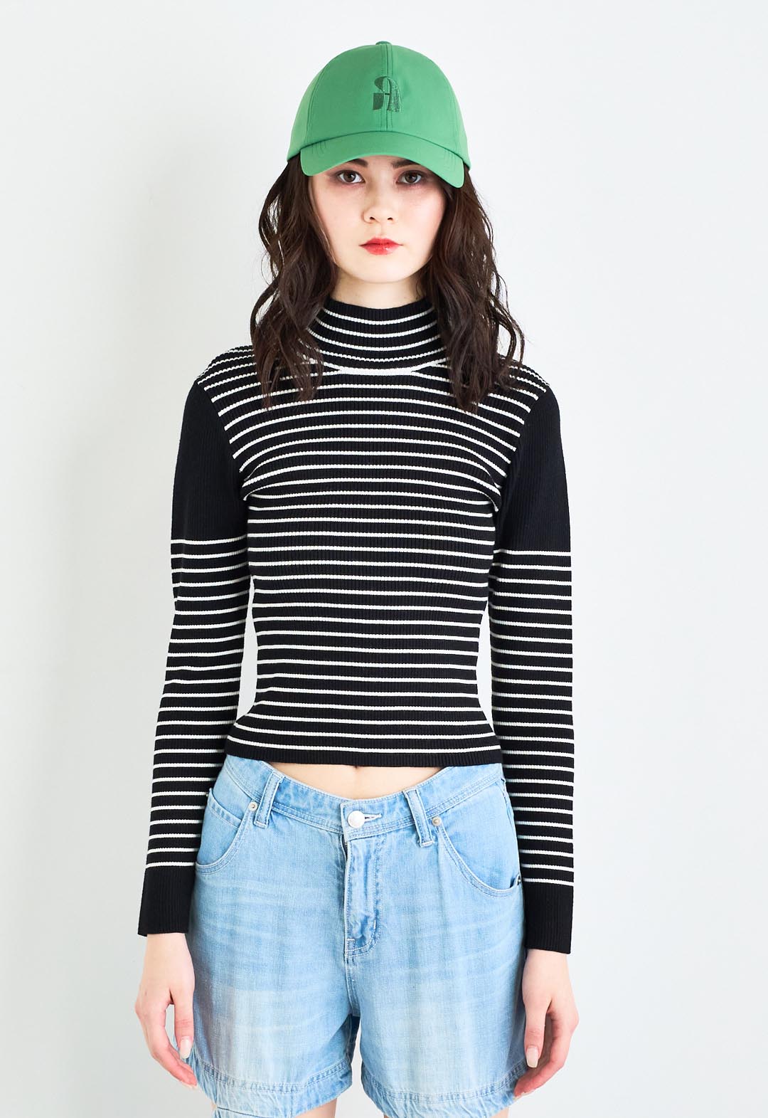 Striped high-neck pullover