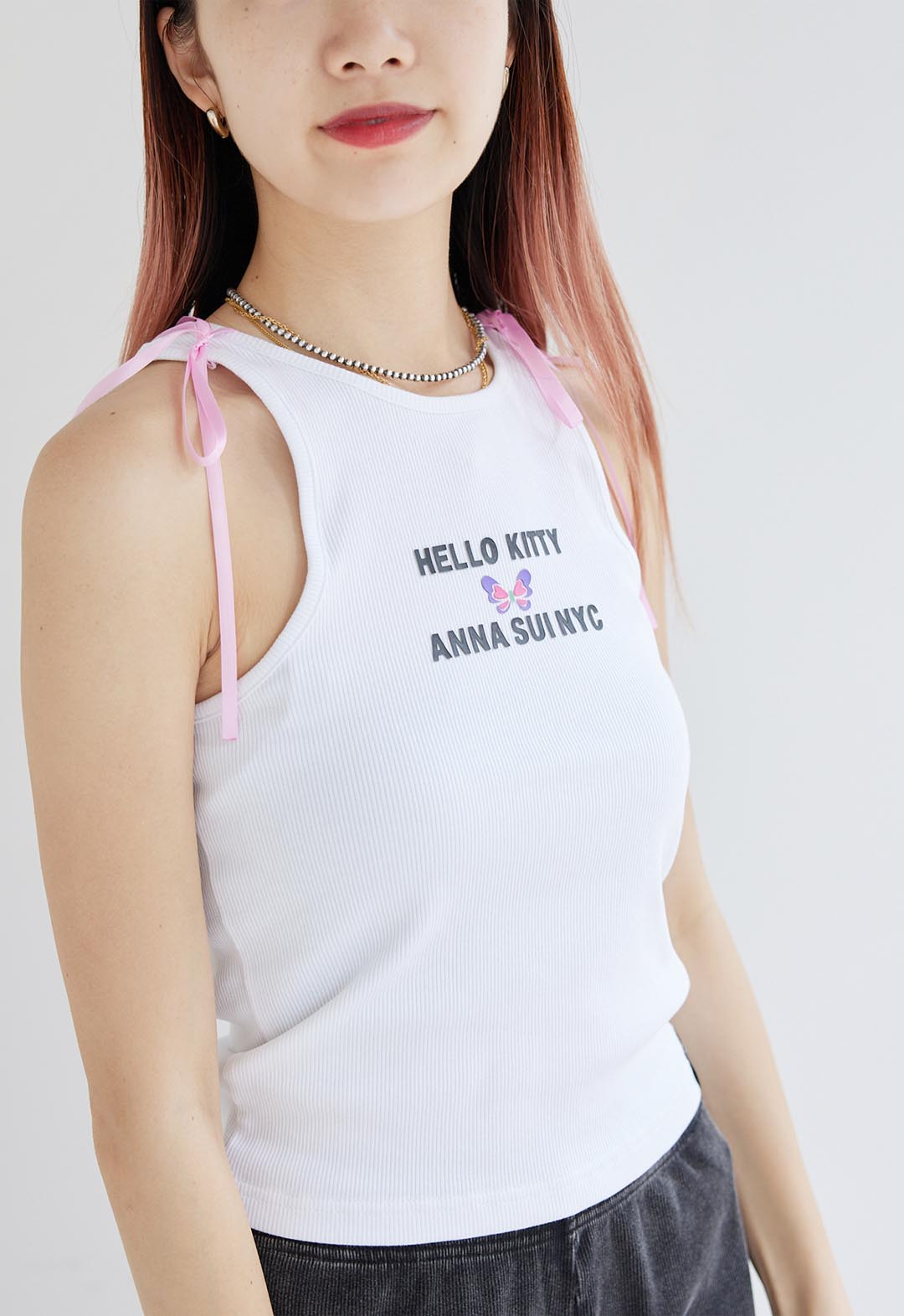 HELLO KITTY ショルダーリボンタンクトップ