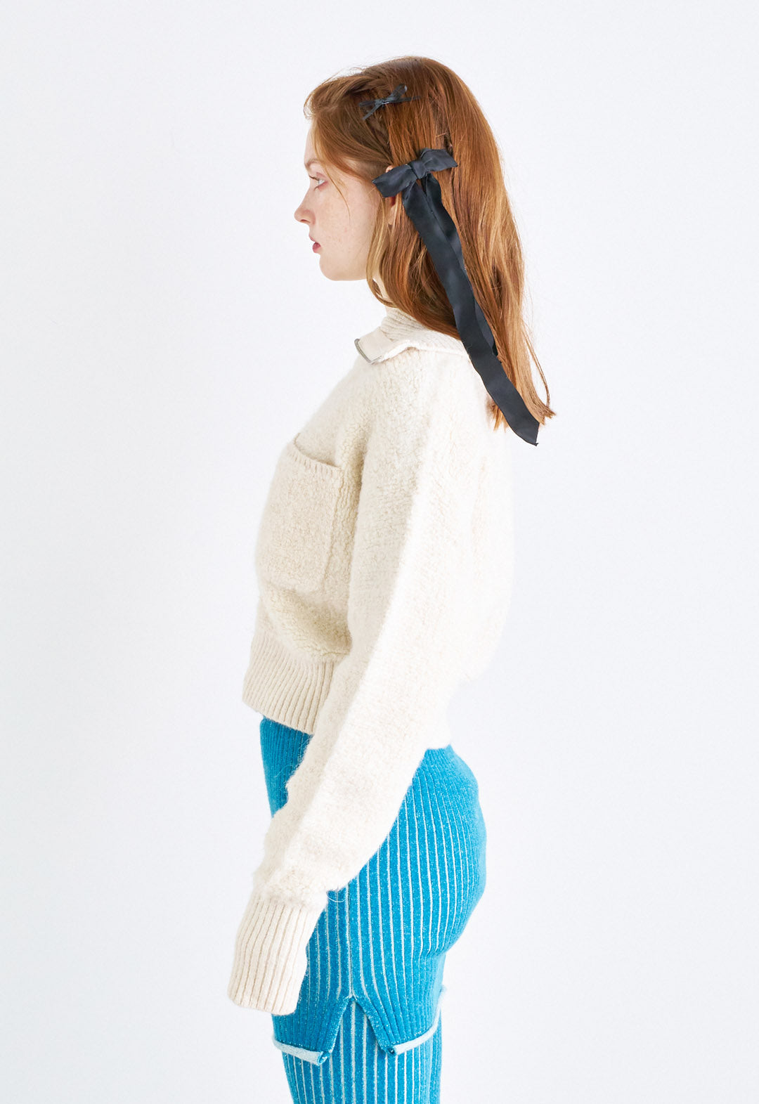 Poodle knit zip cardigan
