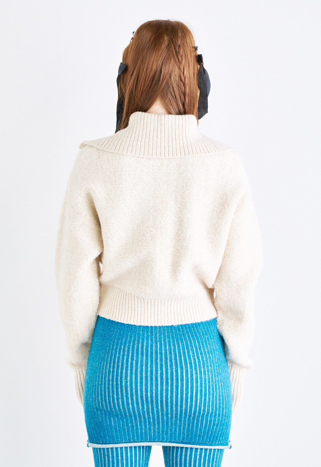 Poodle knit zip cardigan