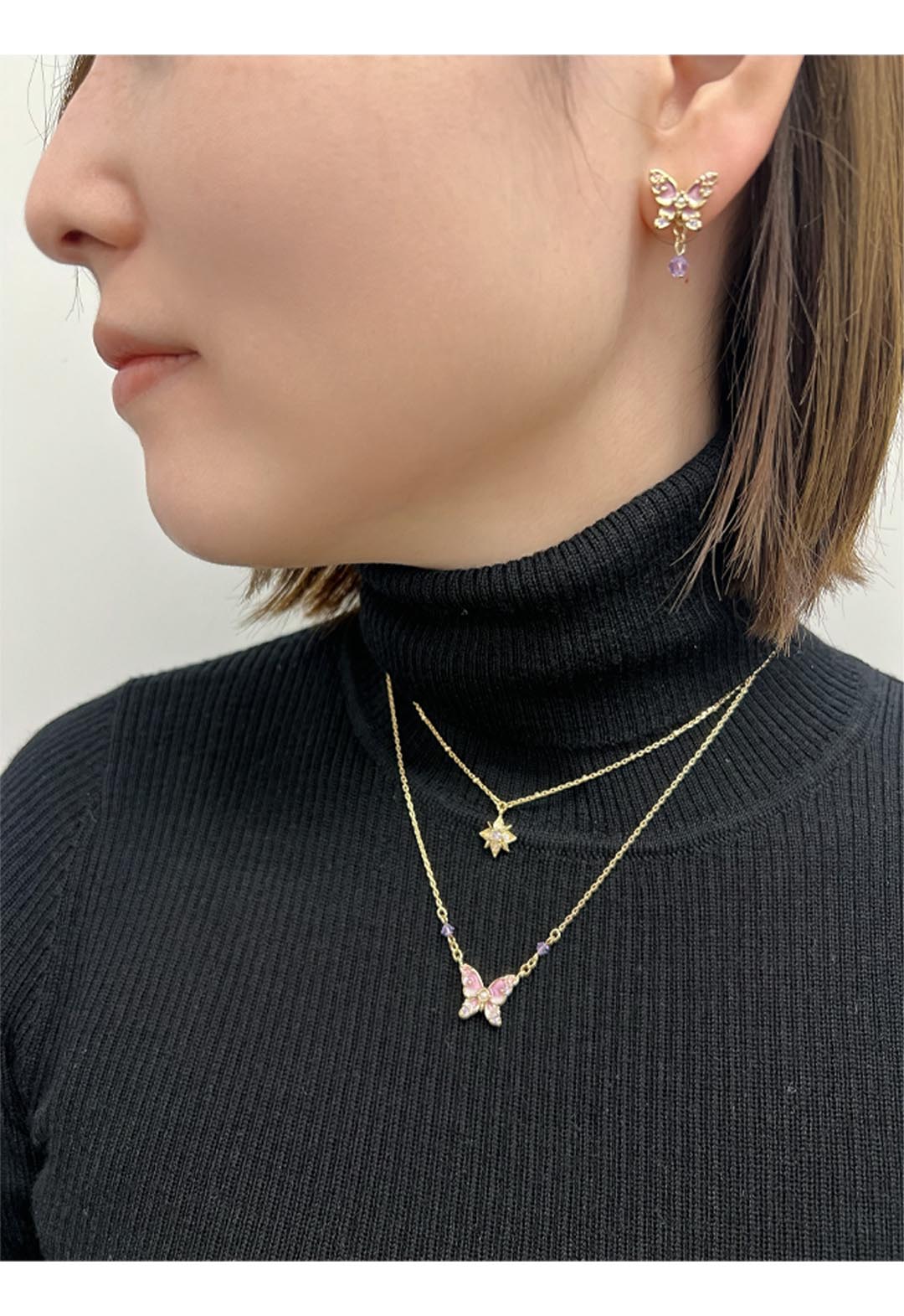 蝶・星モチーフ 2点セットネックレス