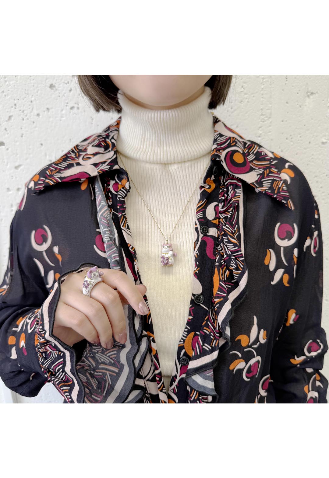 招财猫图案戒指