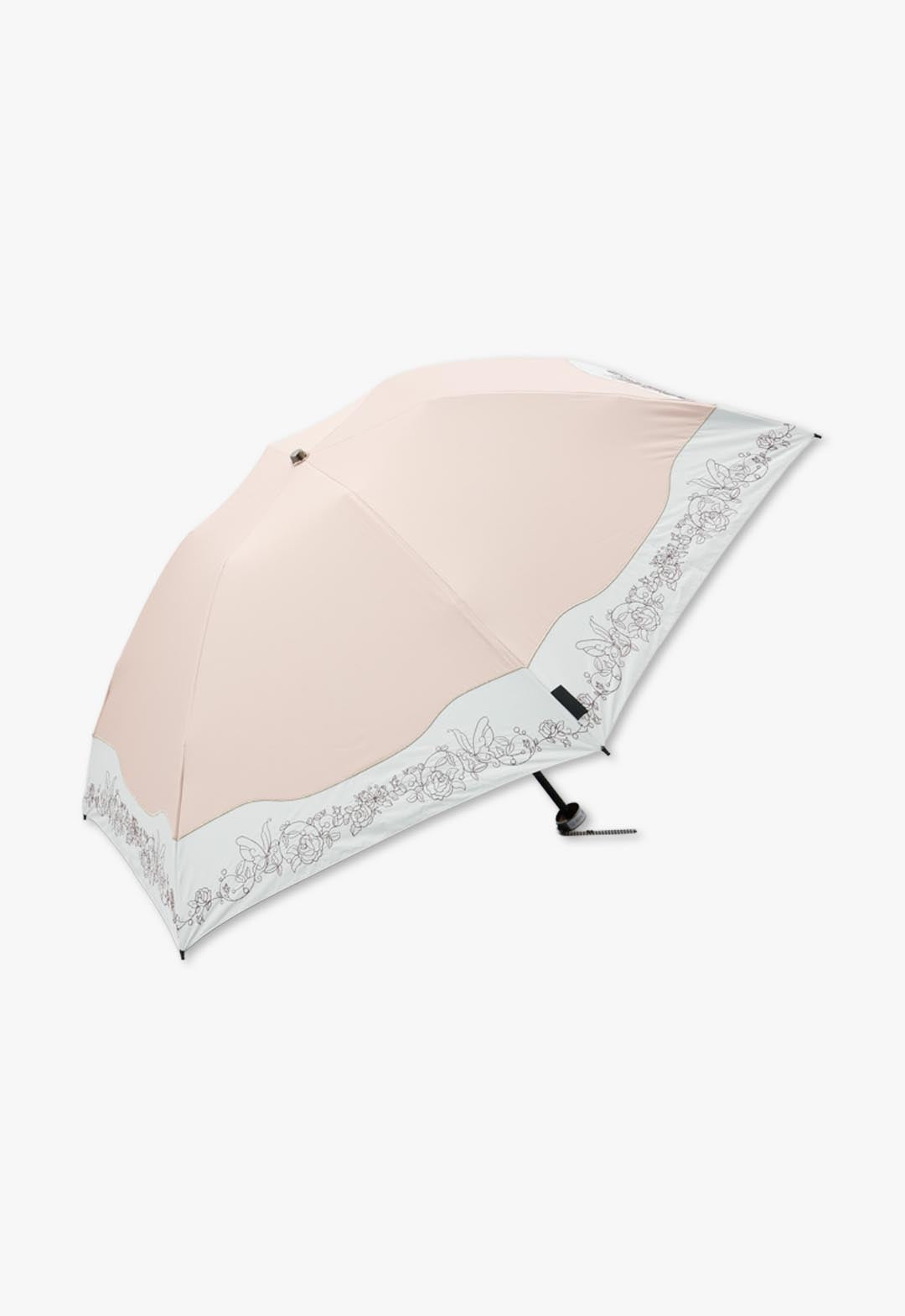 Cut-and-sew embroidered folding umbrella for all weather use