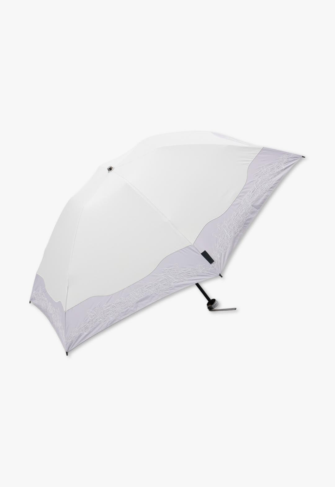 Cut-and-sew embroidered folding umbrella for all weather use