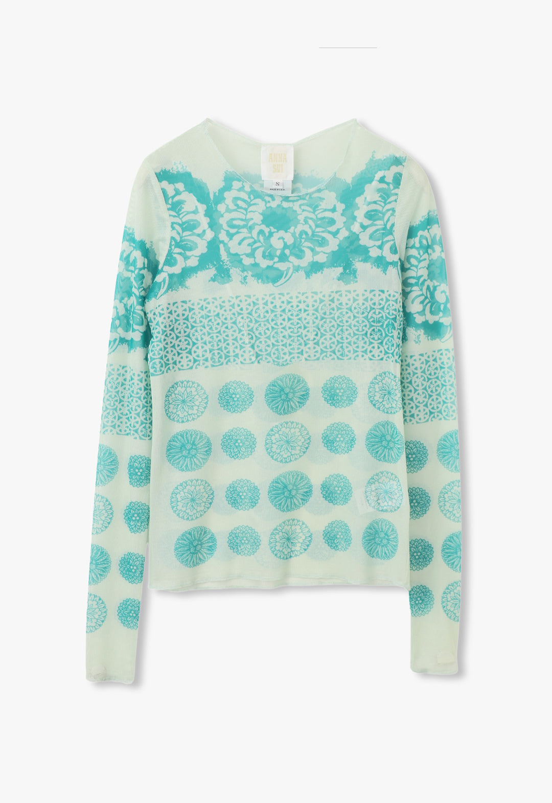 PRINTED CHRYSANTHEMUM MESH TOP