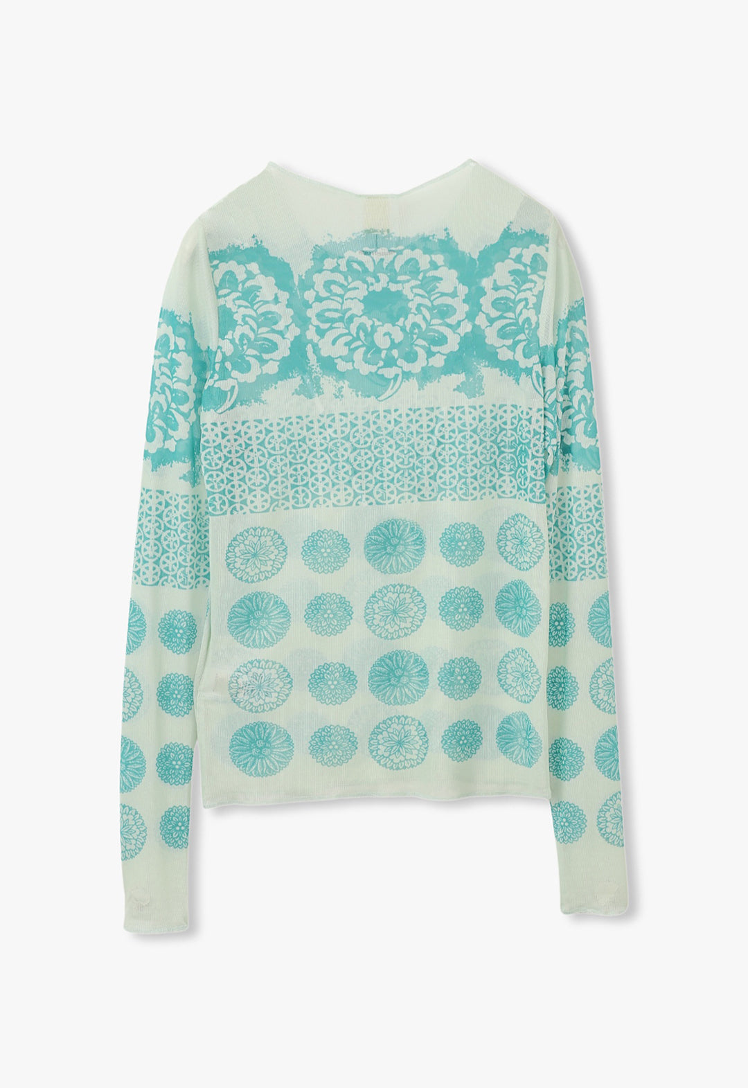 PRINTED CHRYSANTHEMUM MESH TOP