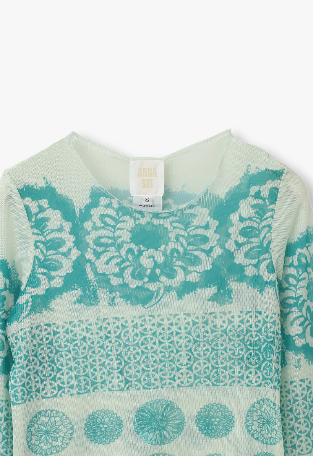 PRINTED CHRYSANTHEMUM MESH TOP