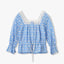 LATTICE LACE EMBROIDERY TIE BLOUSE