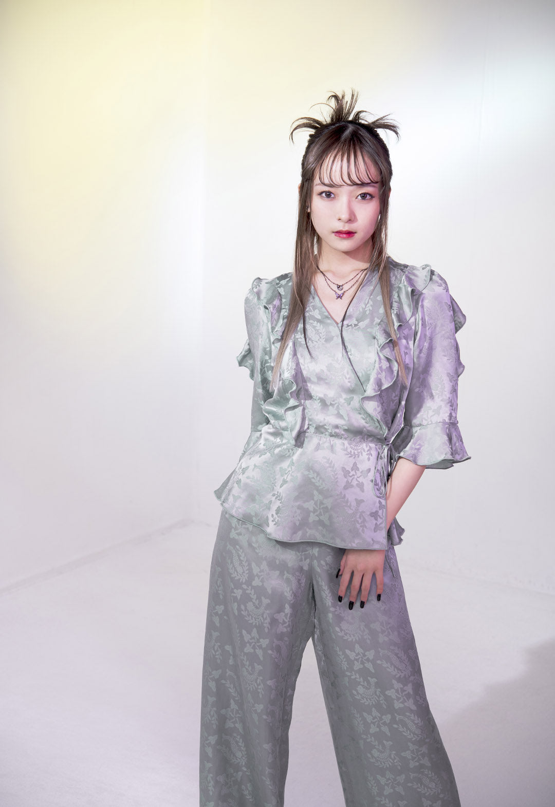 PISCES SATIN JACQUARD PANTS