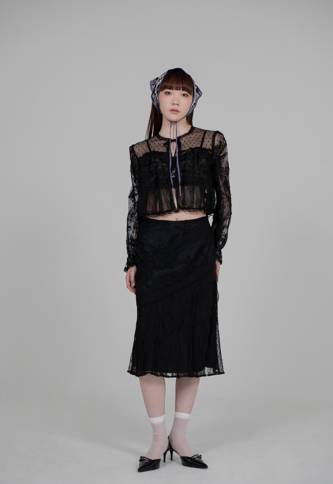 BLACK LACE COMBO SKIRT