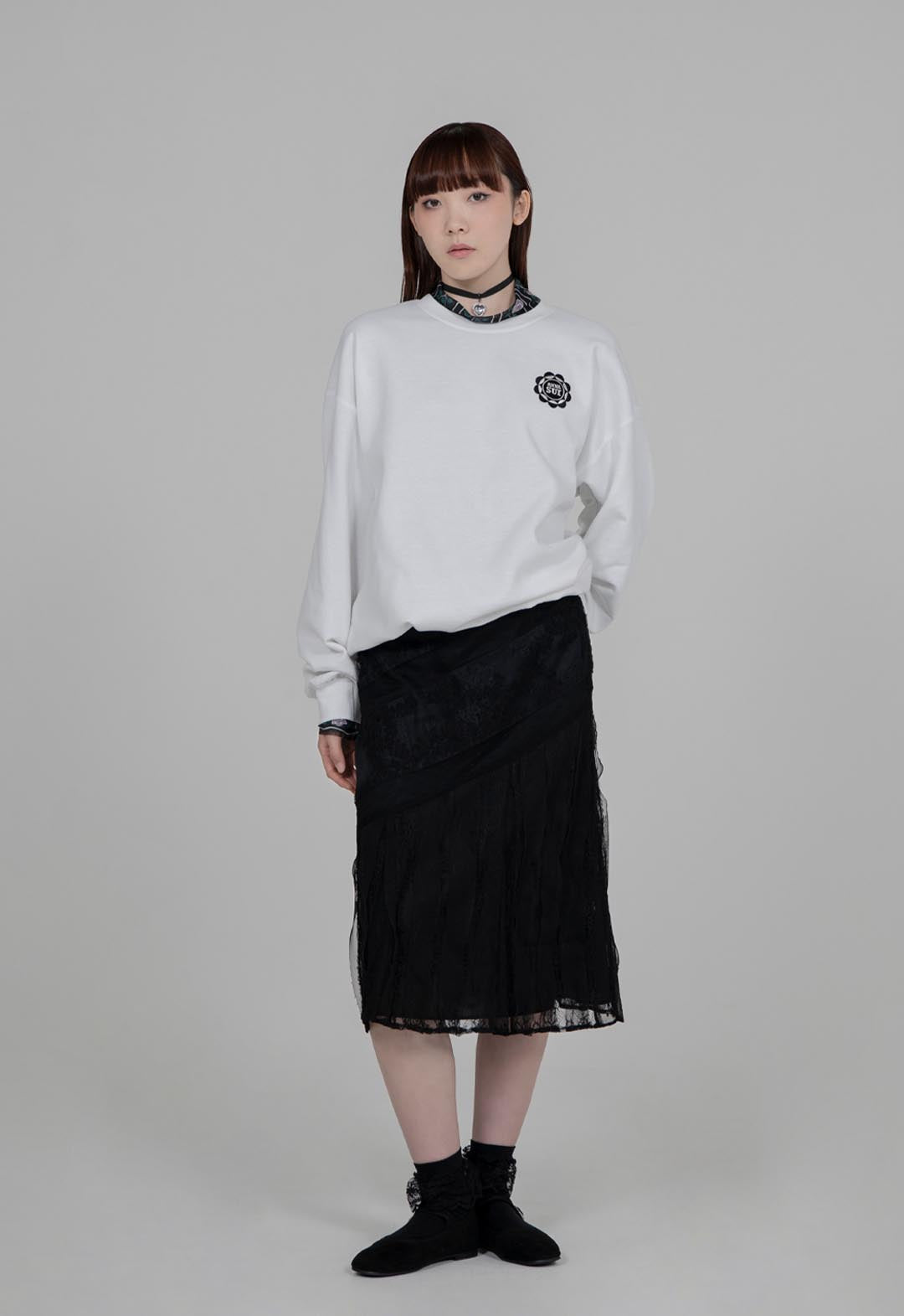 BLACK LACE COMBO SKIRT