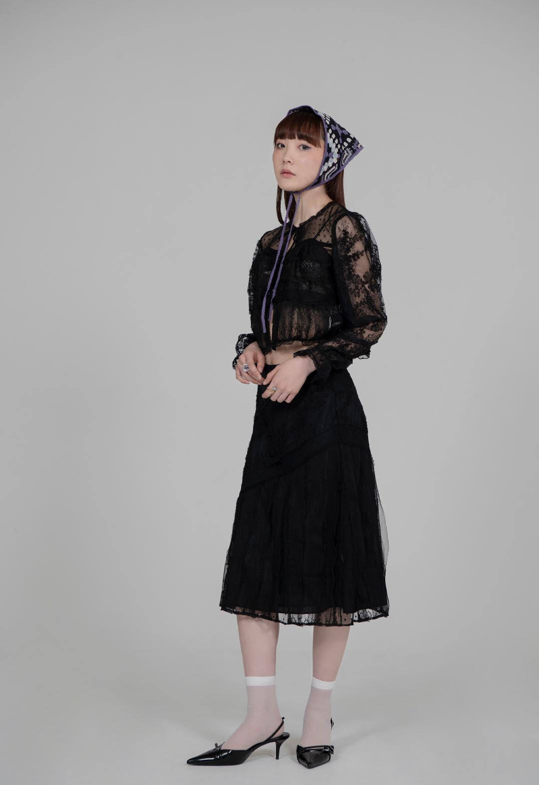 BLACK LACE COMBO SKIRT