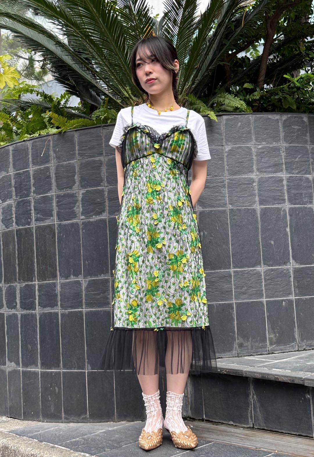 ROSEBUDS LACE COMBO SLIP DRESS