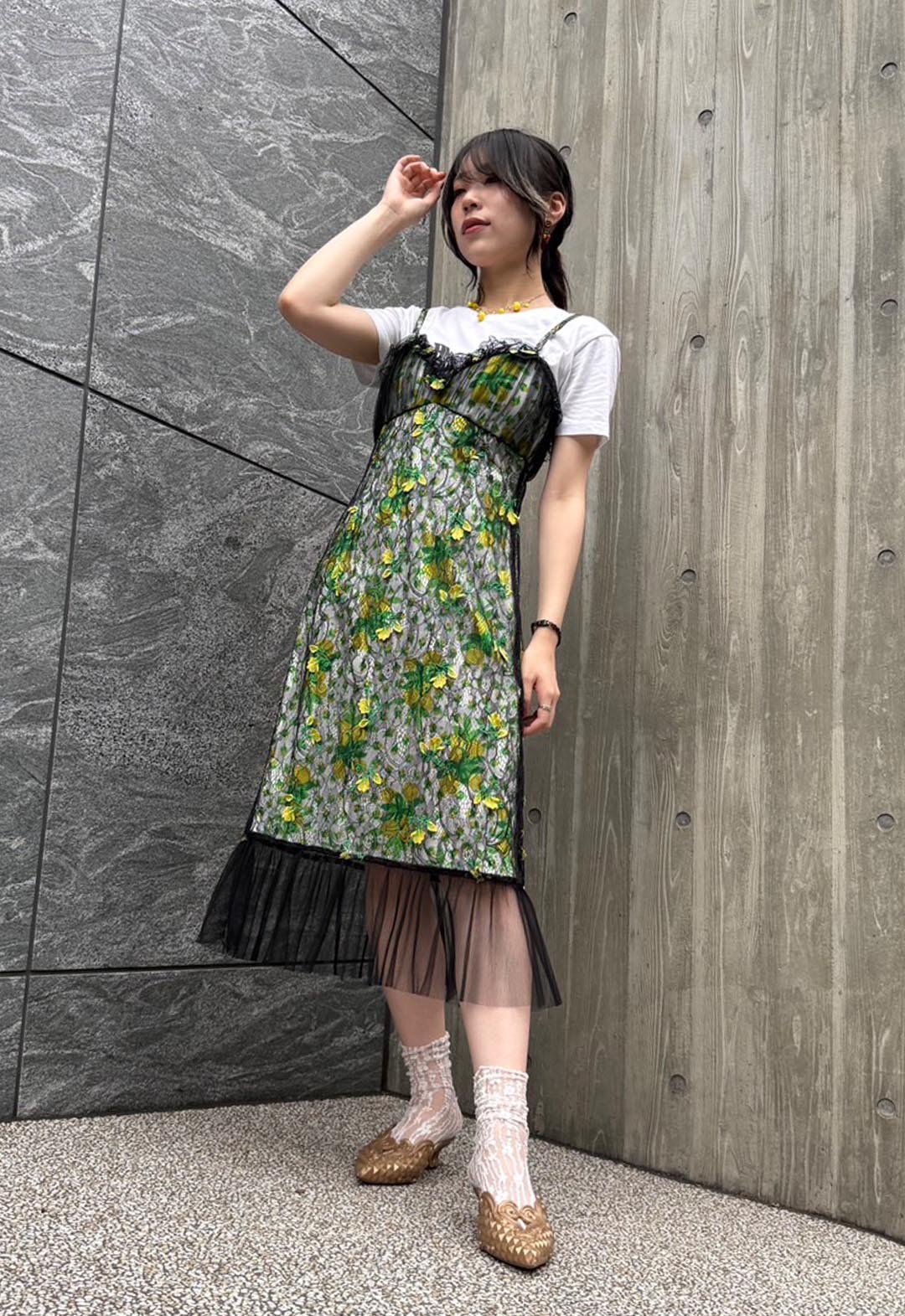 ROSEBUDS LACE COMBO SLIP DRESS