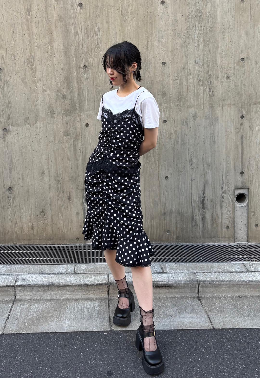 POLKA DOT RUCHED SKIRT