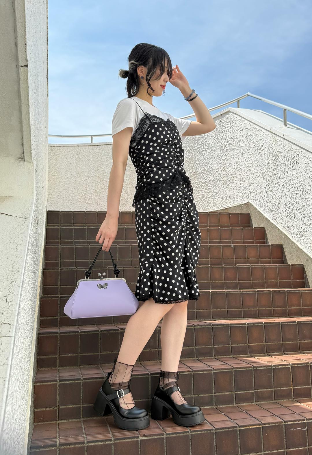 POLKA DOT RUCHED SKIRT